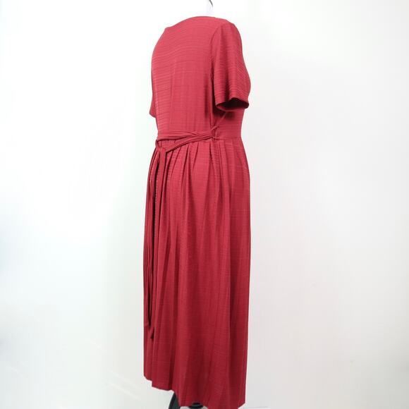 ASOS Size 14 Textured Button V-neck Dress MaxiTie Waist Rust Red - Picture 7 of 12